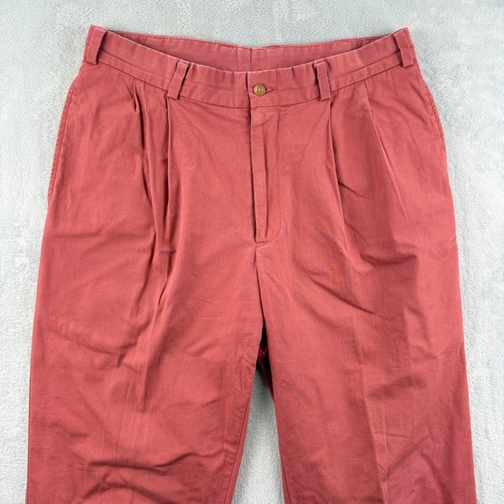Bills Khakis Pants Mens 35x30 Coral Salmon M2P Classic Fit Pleated Cuffed Twill